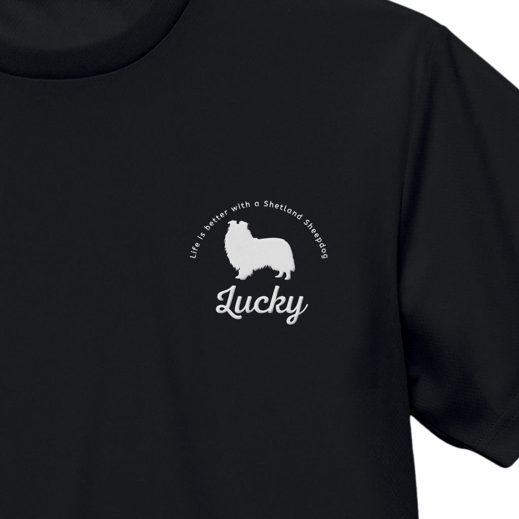 #推しはウチの子 シルエット＆ネーム 刺繍Tシャツ シェットランド・シープドッグ
