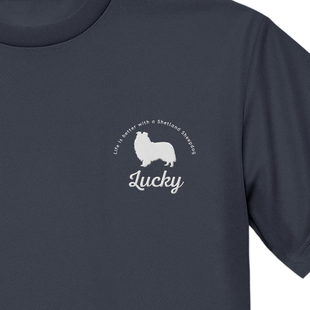 #推しはウチの子 シルエット＆ネーム 刺繍Tシャツ シェットランド・シープドッグ