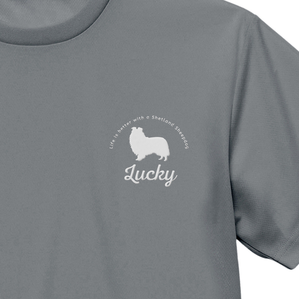 #推しはウチの子 シルエット＆ネーム 刺繍Tシャツ シェットランド・シープドッグ