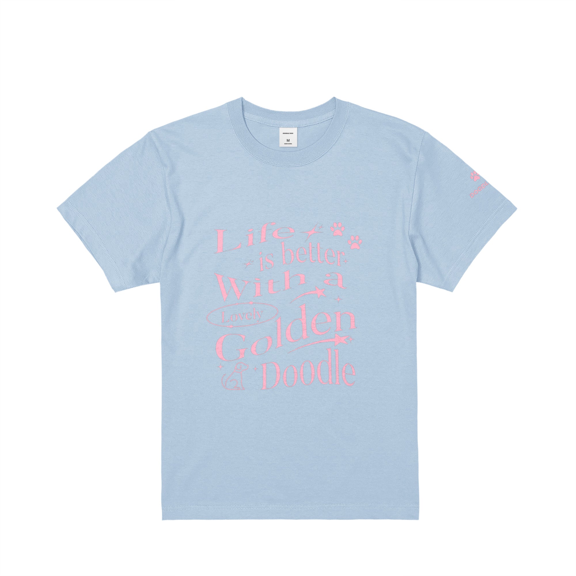 LIFE IS BETTER WITH A GOLDEN DOODLE｜グラフィックデザインT light-blue image