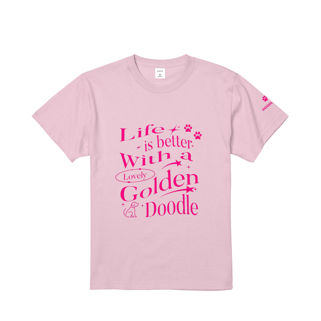 LIFE IS BETTER WITH A GOLDEN DOODLE｜グラフィックデザインT light-pink image
