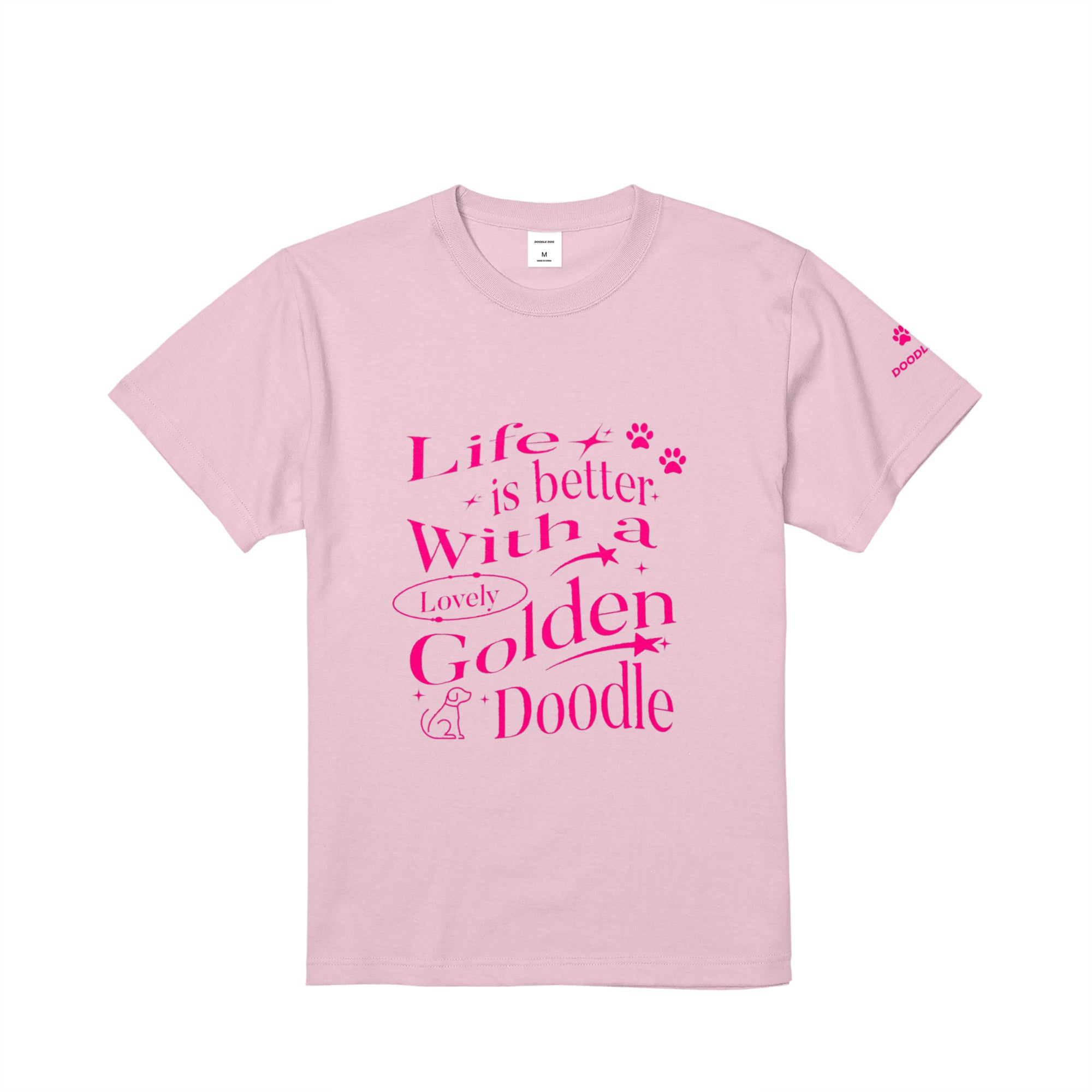 LIFE IS BETTER WITH A GOLDEN DOODLE｜グラフィックデザインT light-pink image