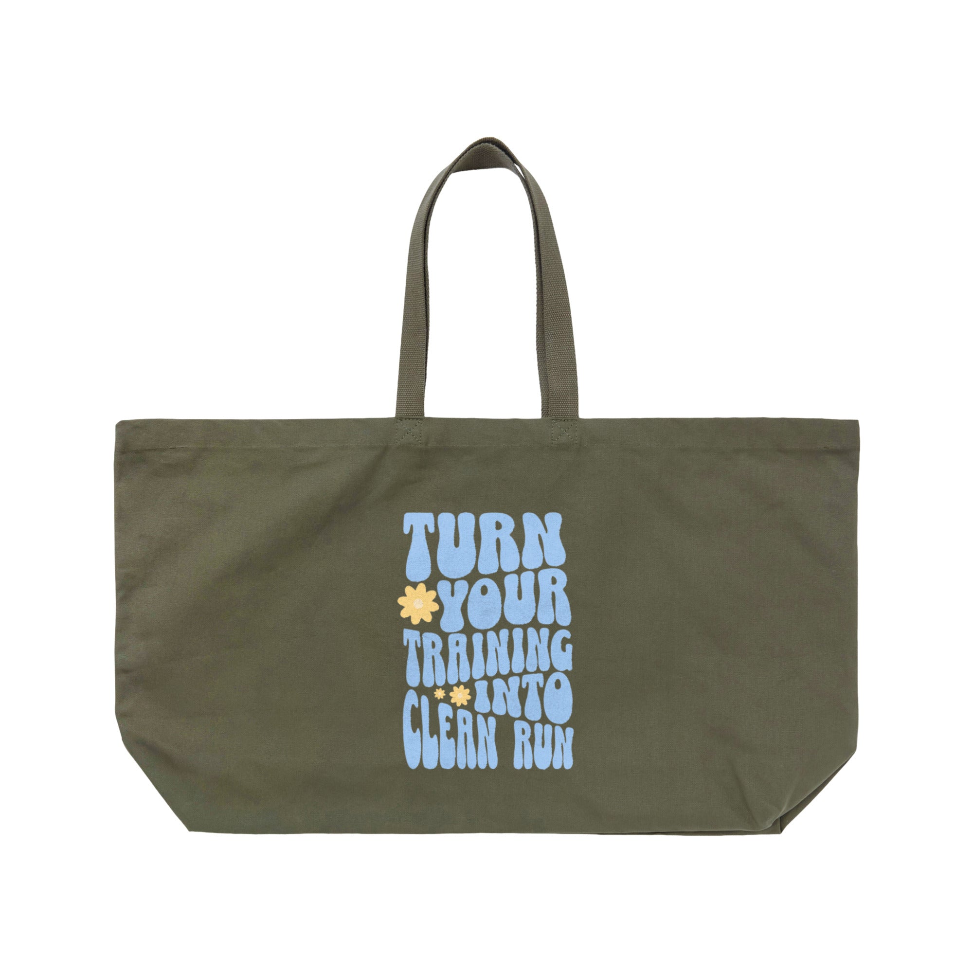 TURN YOUR TRAINING INTO A CLEAN RUN｜ビッグキャンバストートバッグ olive-green image