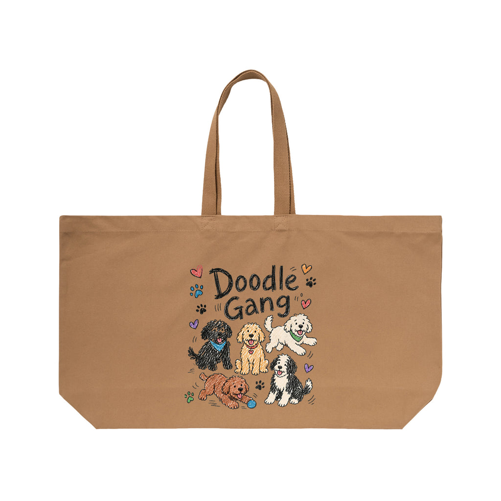 Doodle Gang キャンバストートバッグ｜ドゥードル好き 大容量14オンストート 犬好きバッグ caramel image