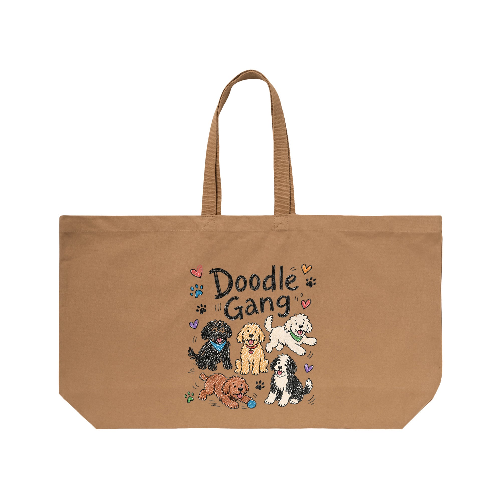 Doodle Gang キャンバストートバッグ｜ドゥードル好き 大容量14オンストート 犬好きバッグ caramel image