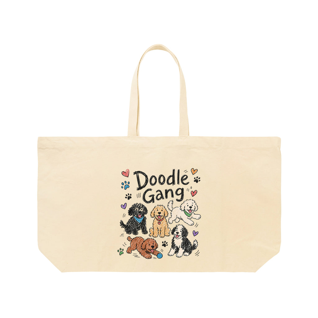 Doodle Gang キャンバストートバッグ｜ドゥードル好き 大容量14オンストート 犬好きバッグ natural image