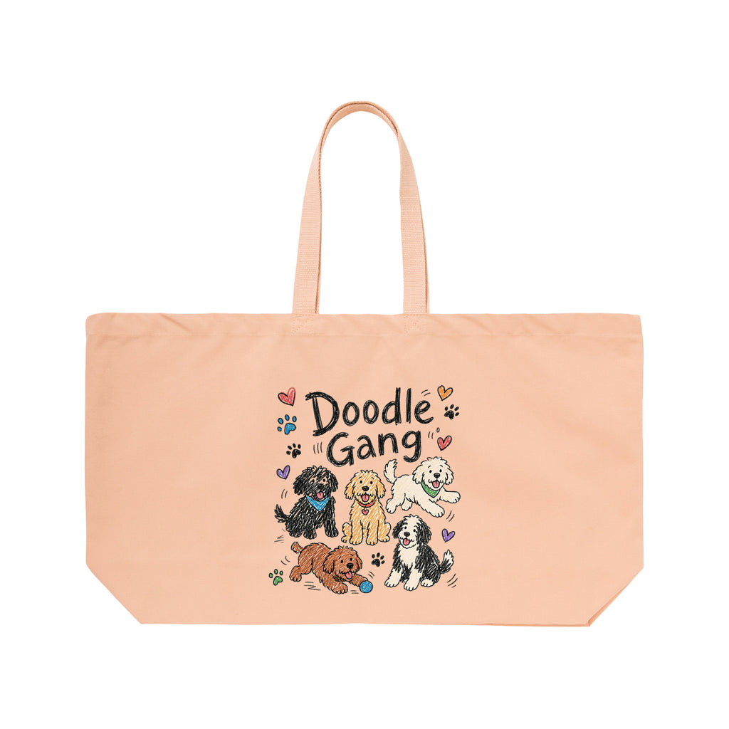 Doodle Gang キャンバストートバッグ｜ドゥードル好き 大容量14オンストート 犬好きバッグ peach image