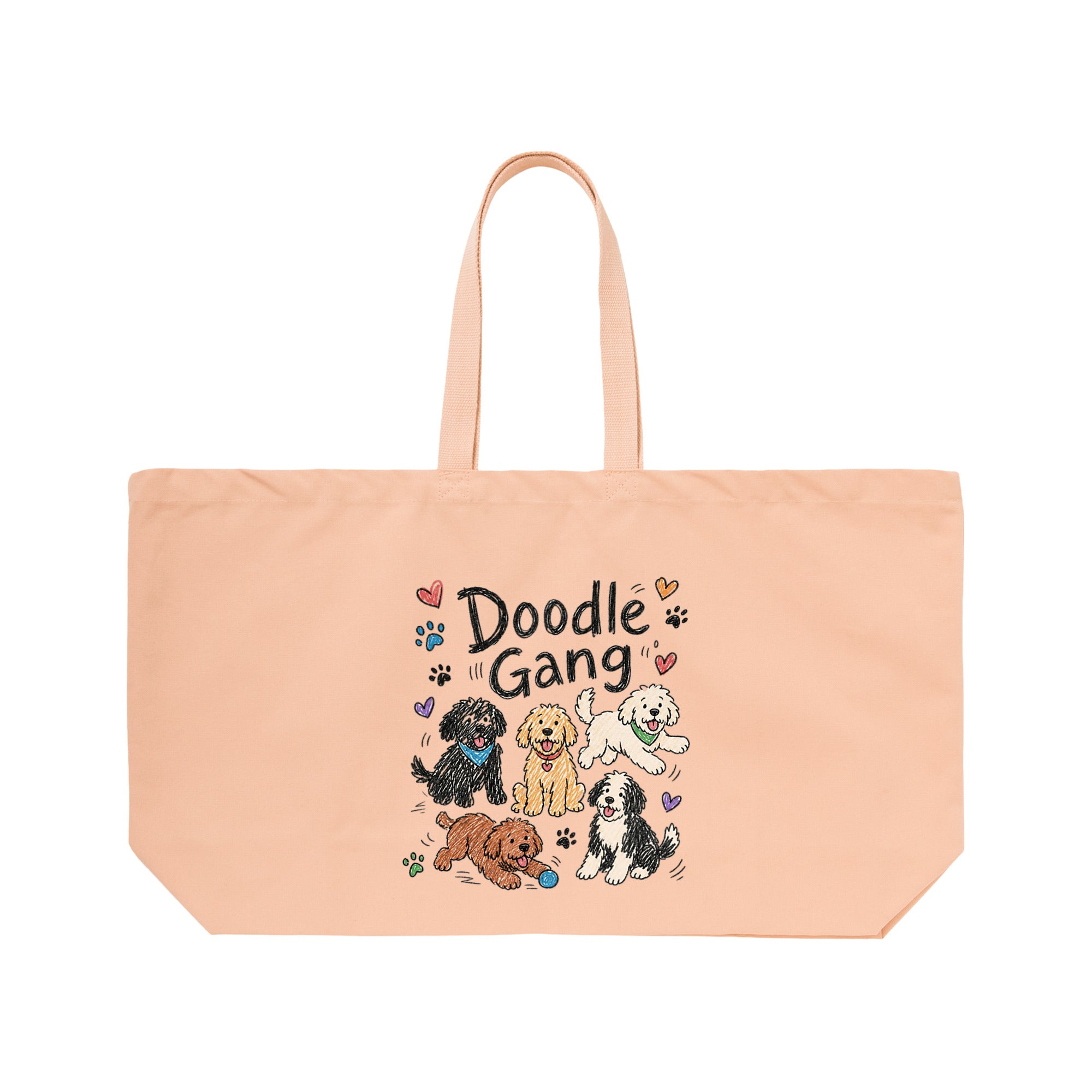 Doodle Gang キャンバストートバッグ｜ドゥードル好き 大容量14オンストート 犬好きバッグ peach image